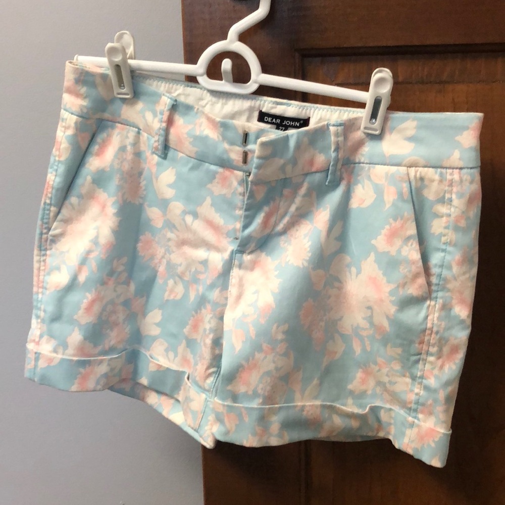 Pink and blue floral shorts